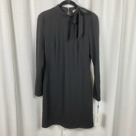 Calvin Klein Black Long Sleeve Shift Mini Dress Sz.6 NWT - Picture 4 of 16